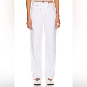 Agolde Criss Cross Straight Jeans, White, Size 26